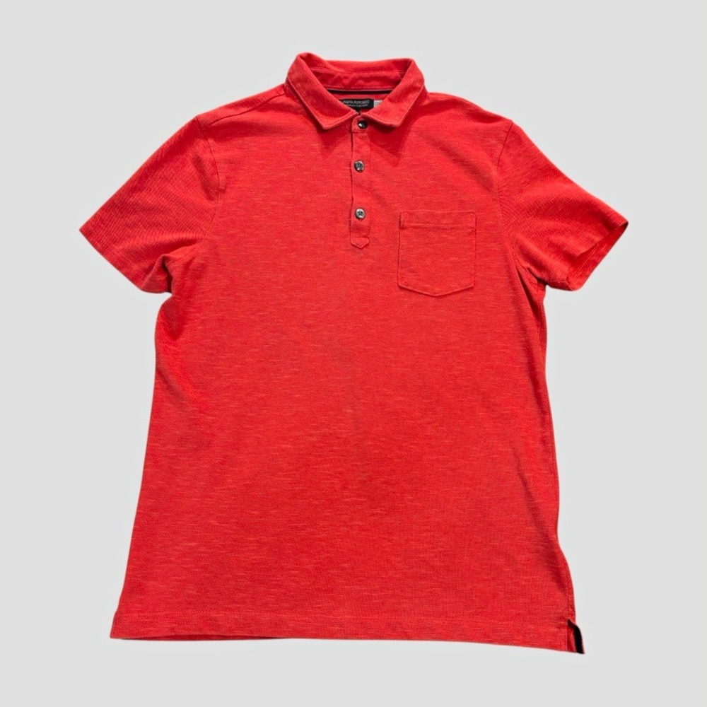 Banana Republic Performance Pique Polo Men's Medium Red Short Sleeve Slub Knit